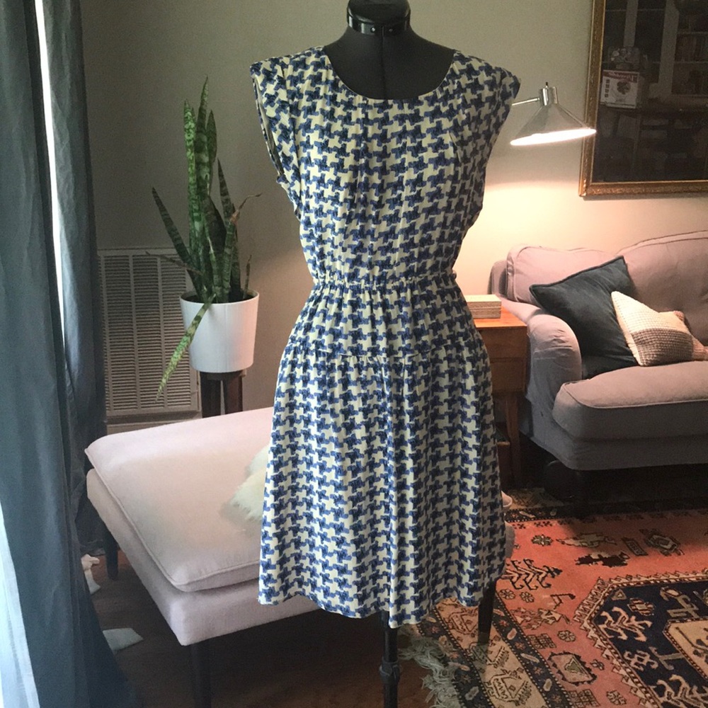 Madewell blue and white cream dress size 0